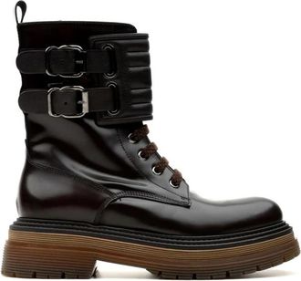 Laura Bellariva Anfibio Veterlaarzen - Dames - Veterlaarzen - Zwart - 36 EU - Leer - Schoenen