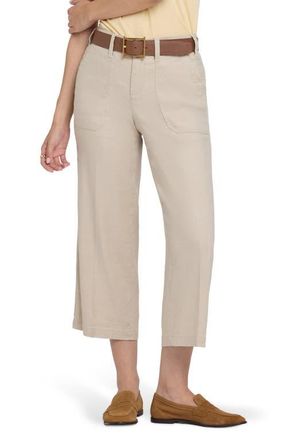 NYDJ Wide Leg Crop Linen Blend Pants in Feather at Nordstrom, Size 10P