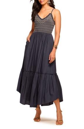 Ramy Brook Lucia Ruffle Hem Maxi Sundress in Spring Navy at Nordstrom Rack, Size X-Small