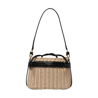 Dolce & Gabbana Tassen, Dames, Beige, ONE Size, Leer, Wicker Handtas met Trekkoordsluiting