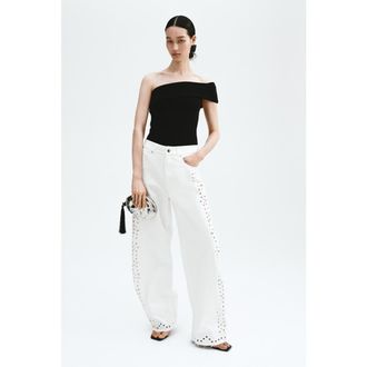 H&M Off-the-shoulder thong bodysuit in Black at Nordstrom, Size Large
