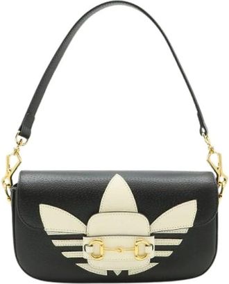 Gucci Pre-owned Leather Horsebit Shoulder Bag 2Way - Dames - Pre-owned - Zwart - Maat: ONE Size Leer