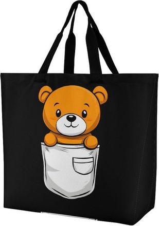Generic Teddy Funny Bear Large Reusable Shopping Bag Lightweight Foldable Tote Bags Washable Shoulder Handbag