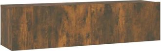 vidaXL Vidaxl - Mueble De Pared Tv Contrachapado Roble Ahumado 120x30x30 Cm