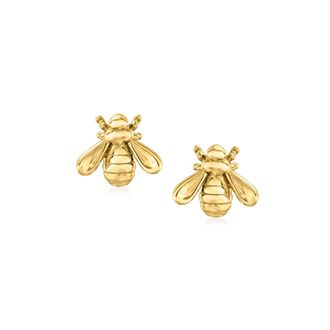 RS Pure by Ross-Simons 14kt Yellow Gold Bumblebee Stud Earrings