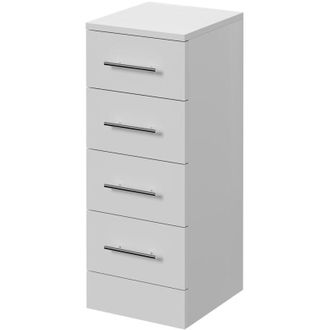 Alexander James Alexander James Gloss White 300mm x 330mm 4 Drawer Storage Unit - 300mm - Chrome 96mm Bar Handle