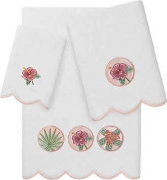 Linum Home Textiles 100% Turkish Cotton Maui Scallop 3Pc Embellished Towel Set