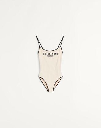 Valentino Costume Da Bagno In Lycra Piquet Donna BETULLA/NERO XL