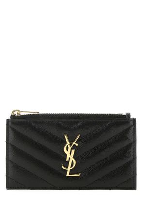 Saint Laurent Black Leather Card Holder