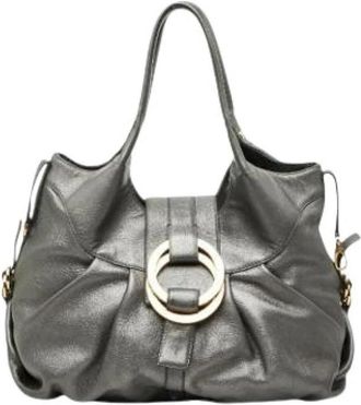 Bulgari Pre-owned Chandra Handtas - Dames - Vintage Schoudertas - Grijs - ONE Size - Leer - Vintage