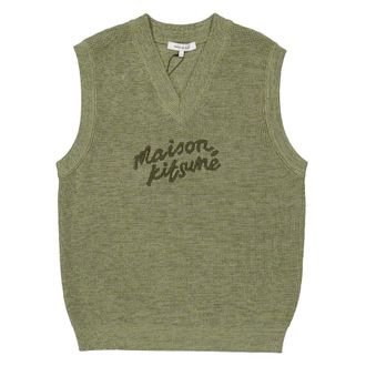 Maison Kitsun&eacute; Embroidered Logo Sleeveless Sweater, Size Large
