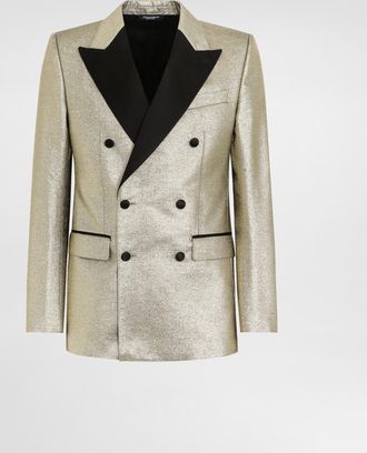 Dolce & Gabbana Double-breasted Lamé Jacquard Tuxedo Jacket - Man Suits And Blazers Gold 44