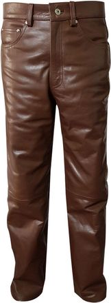 Generic Mens 501 Style Brown Cowhide Leather Biker Jeans - Stylish, Sleek & Durable Riding Trousers (UK, Waist & Inseam, 36, 29, Standard, Brown)