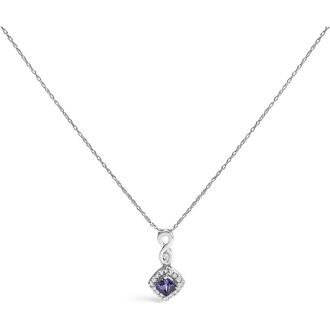 House of Brilliance 10K White Gold Blue Purple Tanzanite and Diamond Accent Drop Pendant Necklace at Nordstrom