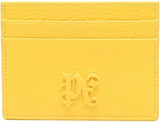 Palm Angels logo-plaque leather cardholder - men - Viscose/Calf Leather - One Size - Yellow