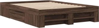 vidaXL Bed Frame without Mattress Brown Oak 140x190 cm Engineered Wood Vidaxl