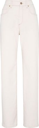 Brunello Cucinelli high-waisted straight-leg jeans - women - Elastane/Cotton - 44 - White