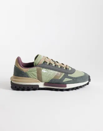 Lacoste Elite Active - Sneakers in camoscio grigio scuro e kaki chiaro con dettagli-Multicolore