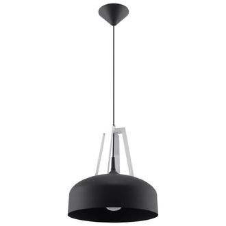 Sollux Lighting L&aacute;mpara de techo blanco negro acero, madera alt. 85 cm