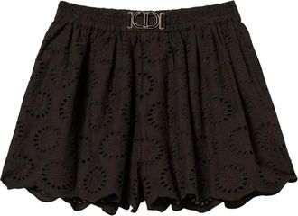 Twin-Set Shorts con pizzo sangallo - Nero