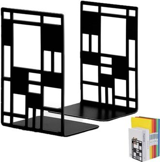 OEM 2 Piezas, Organizador De Libros Ahuecado, Negro, Separador De Libros/estante Decorativo, Sujetalibros Resistente, Estante Antideslizante