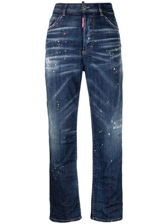 Dsquared2 Jeans dritti con effetto vernice - Blu