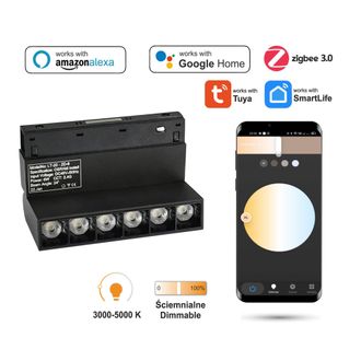 OEM Foco Led Ajustable Zigbee De 6 W, Color Negro, Para Rieles Magn&eacute;ticos Smart Track 48vdc, Regulable Entre 3000 Y 5000 K