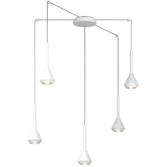 Top-Light Lampadario Moderno Aygo Metallo Bianco 5 Luci Gu10