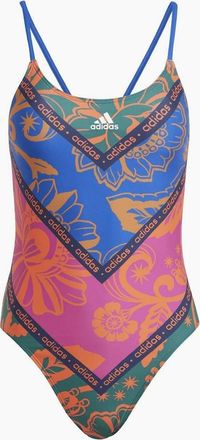 adidas Womens Farm Floral Patterned Swimsuit - Navy - Size: 6 xxs