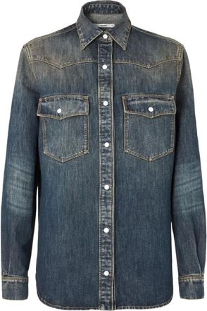 Fendi Western overhemd - Dames - Blouses & Shirts - Blauw - Maat: XS Katoen