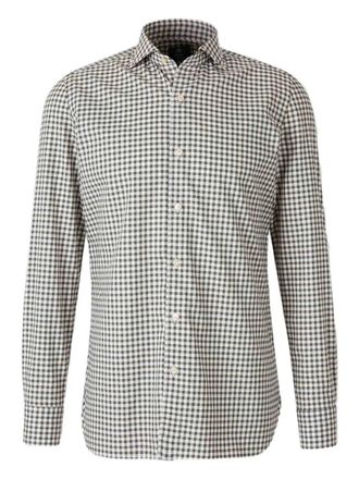 Borrelli Napoli checked classic collar shirt - men - Cotton - M - Green