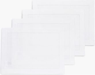 Solino Home Linen Placemats Set of 4, 14 x 19 Inch for Dining Table, Holiday and Everyday Table Decor - Classic Hemstitch in White at Nordstrom, Size