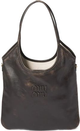 Miu Miu Ivy leren shopper - Bruin