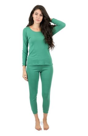 Leveret Womens Cotton Solid Matching Family Pajamas in Green at Nordstrom, Size Xx-Large