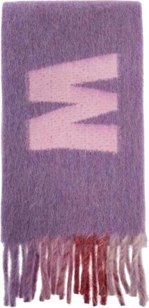 Marni Winter Scarves, female, Purple, Size: ONE SIZE Maxi Logo Wool Mohair Scarf