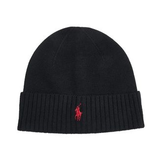 Polo Ralph Lauren Wollen muts met pony - Heren - Accessoires - Zwart - Maat: ONE Size Wol