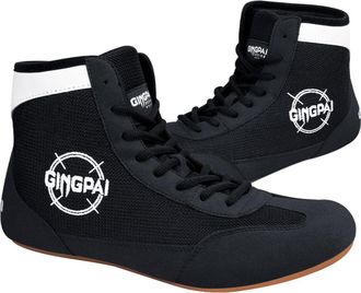 Generic Unisex Mesh Kickboxing Boots High Top Boxing Shoes for Fighting Muay Thai Lightweight Sparring Bodybuilding Footwear,Black,8.5 UK