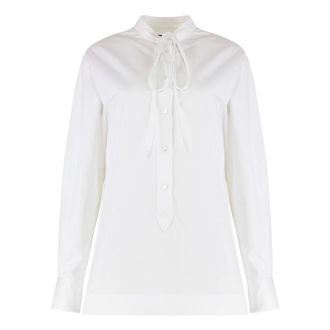 Gucci Overhemden, Dames, Wit, S, Katoen, Katoenen Poplin Blouse