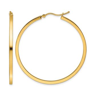 Diamond2Deal 10k Yellow Gold 2mm Square Tube Hoop Earrings