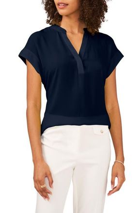 Chaus Split Neck Georgette Blouse in Jbs Navy at Nordstrom, Size Medium
