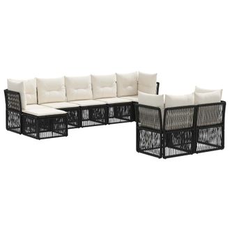 vidaXL Conjunto De Sof&aacute;s De Jard&iacute;n 9 Uds. Negro Rat&aacute;n Sint&eacute;tico Vidaxl