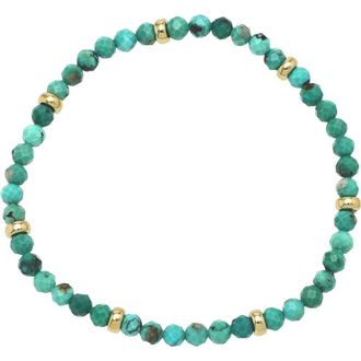 Zoe Lev Jewelry Turquoise & 14K Gold Stretch Beaded Bracelet at Nordstrom