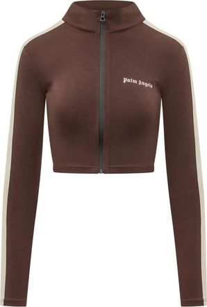 Palm Angels Logo Trainingsjack - Dames - Vesten met rits - Bruin - S - Hoodies & sweatvesten
