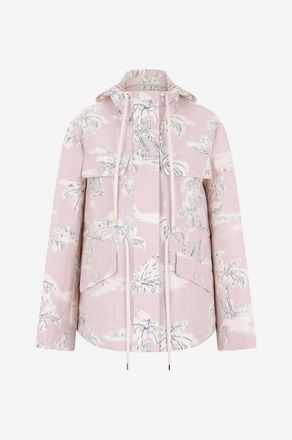 Moncler Leichte Safarijacke mit Palmenprint und Kapuze Marpe