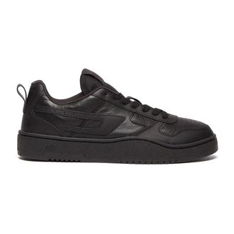 Diesel Schoenen, Heren, Zwart, 44 EU, Leer, Low-top sneakers met D-logo