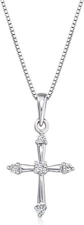 Ross-Simons Lab-Grown Diamond Cross Pendant Necklace in Sterling Silver