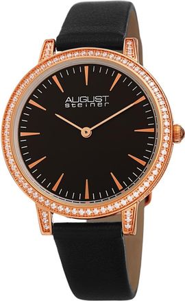 August Steiner Quartz Crystal Black Dial Ladies Watch AS8274BKR