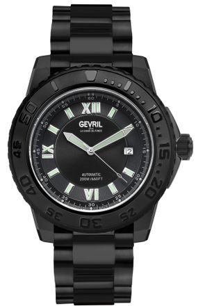 Gevril Group Mens Seacloud Swiss Automatic Black Dial PVD Watch - One Size
