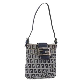 Fendi Pre-owned Zucchino Canvas Hand Bag - Dames - Pre-owned - Blauw - Maat: ONE Size Leer