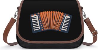 Generic Accordion Womens Leather Crossbody Bags with Adjustable Strap Casual Printed Shoulder Handbag